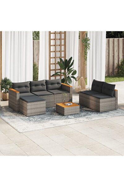 vidaxl Set canapea de gradina cu perne, 5 piese, poliratan/lemn acacia