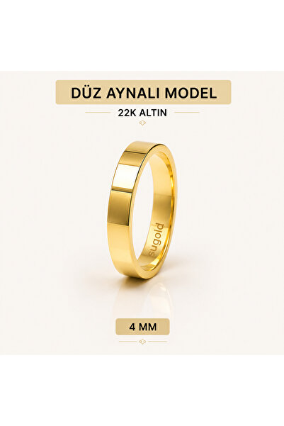 Altın 4mm aynalı 22 Ayar Alyans , 22 Ayar Yüzük , Nişan Yüzüğü , 22 Ayar Alyans