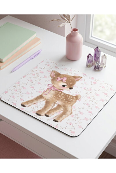 matizya Sevimli Geyik Desenli Kare Mouse Pad Kaymaz Tabanlı Kawaii Aesthetic ...