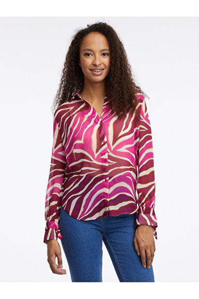 ORSAY Pink and burgundy women's patterned blouse