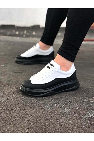Aymood Jy507 Alone Lace-Up Leather Men's Casual Sneaker Shoes Cst White/Black