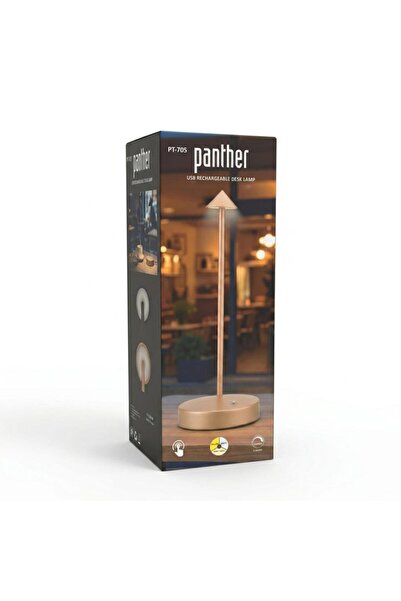 Panther PT-705 GOLD USB Şarjlı Masa Lambası 3 Farklı Renkli Dekoratif Lamba