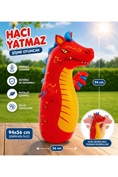 MUBX Büyük Boy Hacı Yatmaz 94cm Devrilmez Şişme Çocuk Boks Oyuncağı