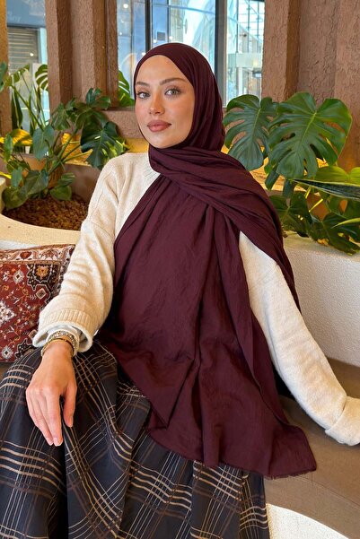 lamelif Organic Premium Şal Koyu Bordo