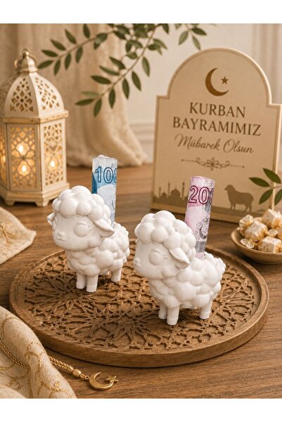 Günyan Store Mini Kuzu Figürlü Harçlık Tutucu Hediyelik Dekoratif Bayram Süsü...