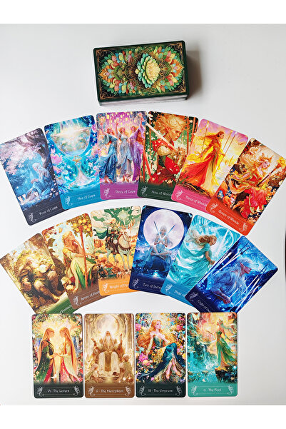 VectoraWorks Elf’in Rüyası Tarot Destesi 78 Kartlı Mat Selefonlu Fantasy Taro...