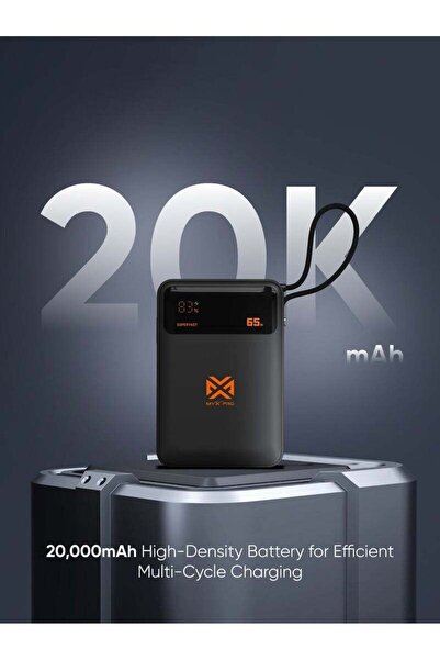 MYX بنك طاقة زينفولت كومباكت بقوة 65 واط |   20000 مللي أمبير في الساعة |   ش...