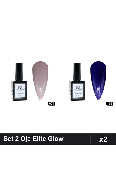 Makeup Set of 2 Global Fashion Elite Glow Semi-Permanent Nail Polish 15ml, Sh...