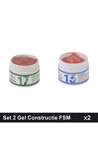 Makeup Set 2 Gel Constructie UV LED FSM 15g, Nuante 17 și 13, Manichiură Prof...