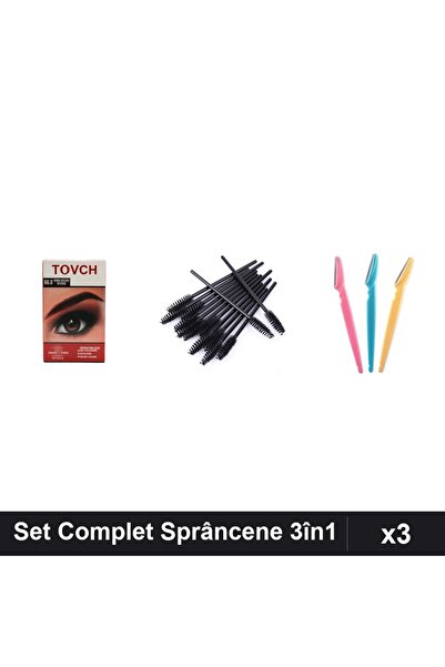 Makeup Set 3 Vopsea Sprâncene Nuanță 66.0 cu 10 Periuțe Stilizare și 3 Lame F...