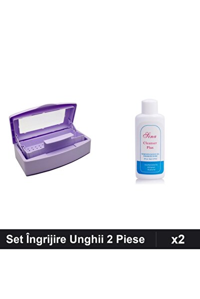 Makeup Set 2 Îngrijire Unghii - Cutie Sterilizare Liliac + Cleanser Sina 60ml