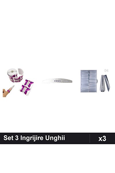 Makeup Set 3 Unghii - Sablon Fluture 10buc, Pilă Emma 120/150, Tipsuri Reutil...