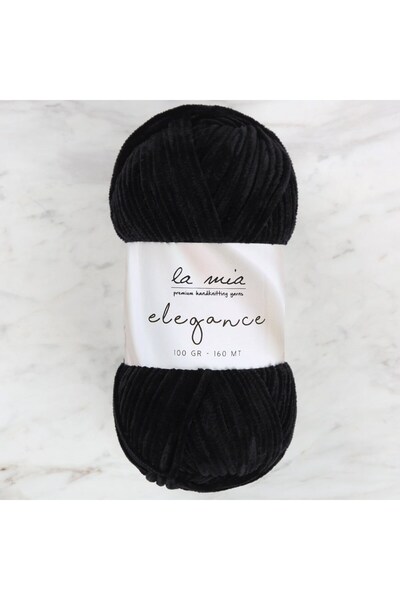LA MİA YARNS La Mia Elegance baršunasta crna pređa za ručno pletenje - L902