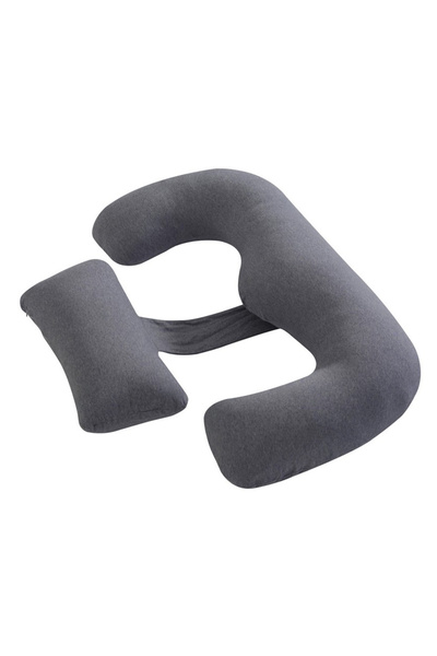 Moon Organic Multi Position Maternity Pillow With Detachable Back Support- Grey