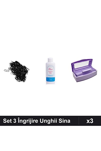 Makeup Set 3 Îngrijire Unghii Sina Cleanser 60ml, Elastice Păr Silicon, Steri...