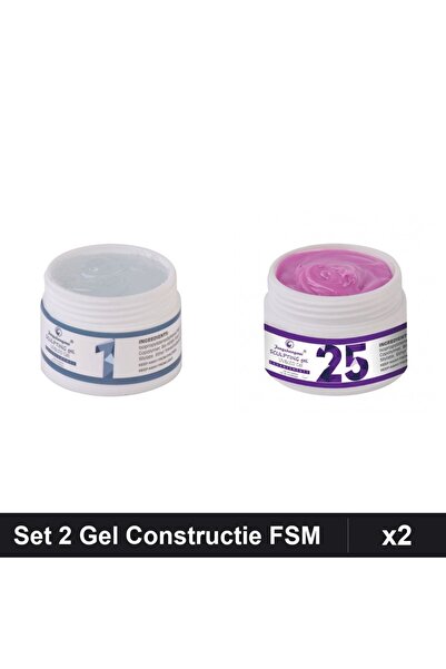 Makeup Set 2 Gel Constructie UV LED FSM 15g, Nuante Transparent 01 si 25, Man...