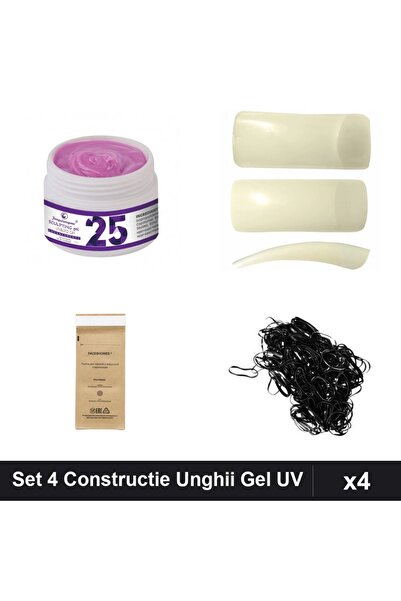 Makeup Set 4 Constructie Unghii Gel UV LED FSM 15g + Tips Patrat 100buc + Ste...