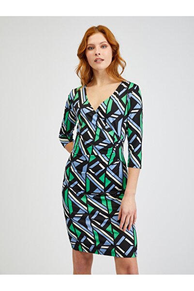 ORSAY Green and black women's patterned pencil dress