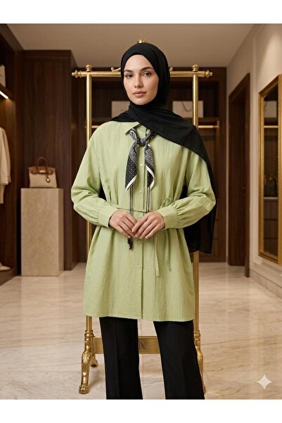 ÇALIŞKAN MODA تونيك إسلامي فضفاض بأكمام واسعة مع وشاح وحزام وتفاصيل أبوليت [8...