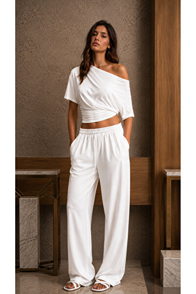 FİFTY ONE Women's Germa Asymmetrical Shoulder Detail Blouse