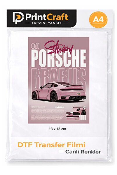 Palo Santo 13x18 cm Porsh Modeli Ütü ile Yapışan DTF Transfer Baskı (A4)