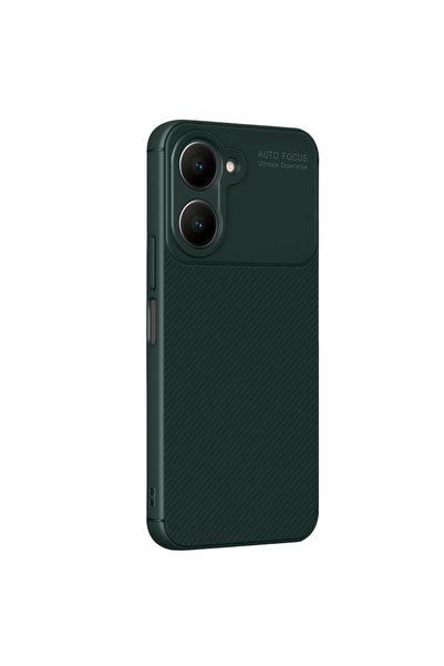 Generic Brand Vivo Y18 Case Auto Focus Carbon Cover - Dark Green
