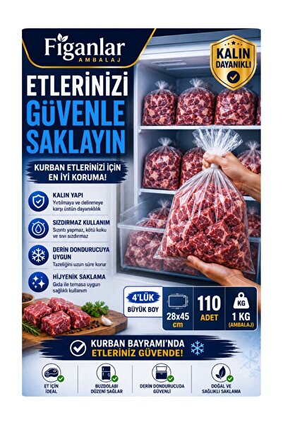 figanlar ambalaj 4’lük Kalın Buzdolabı Poşeti 28x45 cm Büyük Boy Şeffaf Derin...