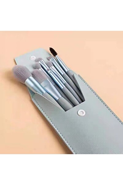 TEAM Mini portable set of 8 makeup brushes with blue case,