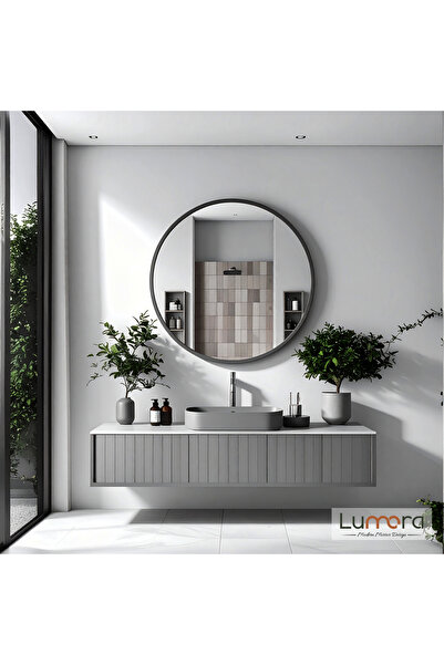 lumora mirror design Swirl Modern Antrasit Boyalı MDF Çerçeveli Dekoratif Ayna