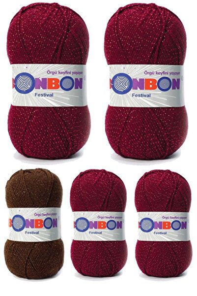 atastore2017 5 Pieces Festival Glitter Knitting Yarn Wool Color No:220