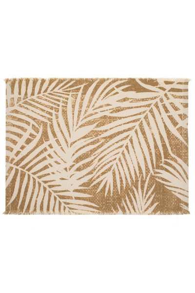 Zumzeria Beige Cotton Plate Holder with Ecru Tropical Leaf Pattern 42x30cm
