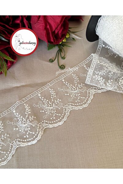 Gelincimherşey Geniş Demet Çiçekli Dantel Tül Güpür 8 cm 4 Metre