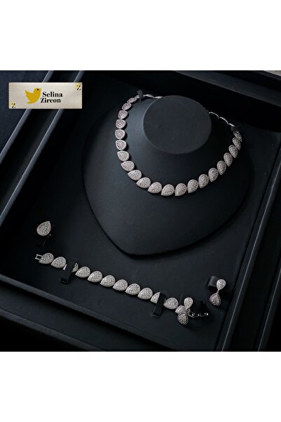 jewelrystore High-End Diamond-Like Zircon Accessories Set with Box
