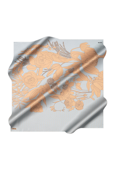 Aker Blue 90X90 Silk Cotton Scarf
