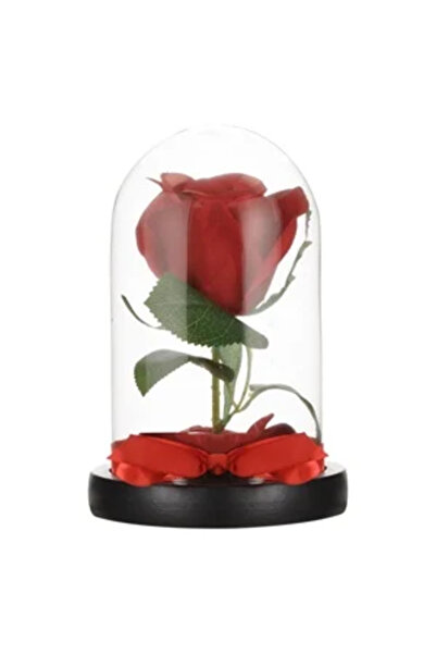 Zumzeria Cupolă decorativă cu trandafir roșu artificial Ø10.5x17cm