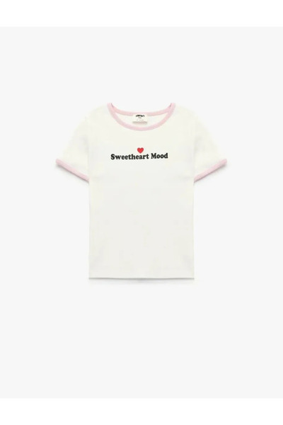 Koton Cotton Short Sleeve Crew Neck Ribbed T-Shirt