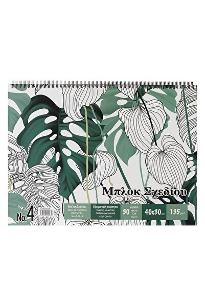 Zumzeria Caiet de schițe spiralat Nr. Husă cu 4 frunze verzi 40x30cm - 30F