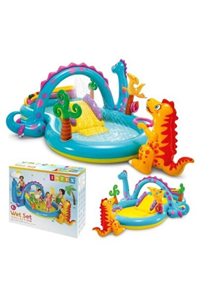 Intex Dinoland 57135NP Loc de joacă acvatic – 302 x 229 x 112 cm, Tobogan, Fâ...