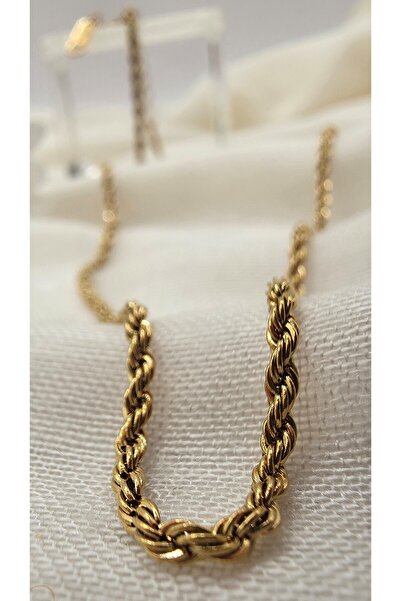 The House Of F&F 316L Paslanmaz Çelik Kararmaz Gold İnce Burgu Zincir Kolye