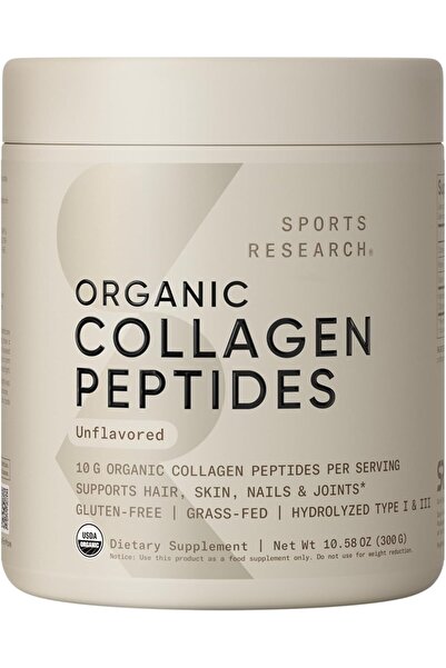 Sports Research Organic Collagen Peptides - Hydrolyzed Type I & III Collagen ...