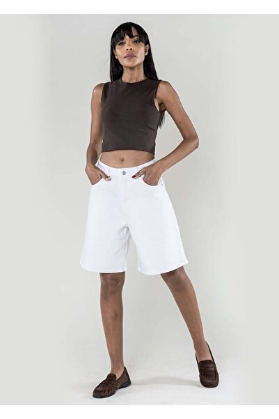 Nina Carter White wide-leg short jeans P617-10C M7