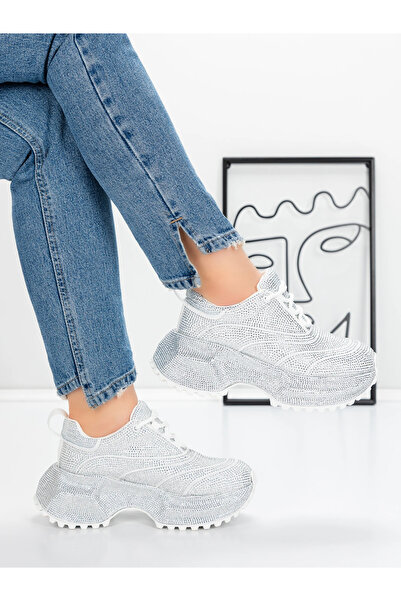 mei Pantofi Sport Dama cu Platforma 5WL93 Alb