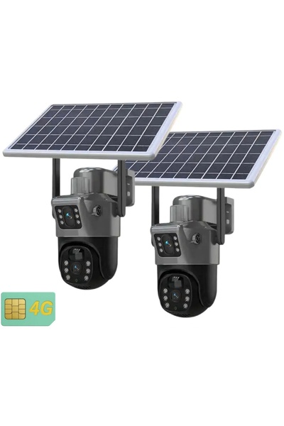 V380 Pro PACHET 2 X CAMERE DE SUPRAVEGHERE ASMARKET DUBLE CU PANOU SOLAR SI S...