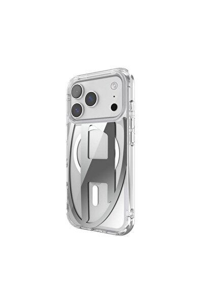 Diesel iPhone 17 Pro Uyumlu Magsafe Destekli Oval D Metalik Kılıf - Gümüş