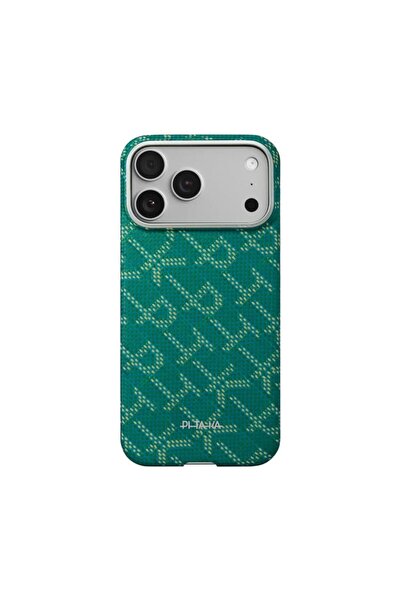 PITAKA Case for iPhone 17 Pro, Ultra-Slim, PitaTap™, Monogram-Gold/Green