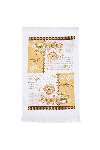 Zumzeria White Cotton Kitchen Towel with Dog Pattern 60x35cm