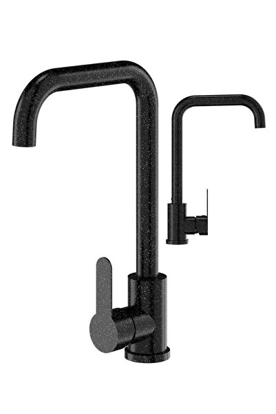 Granitan Baterie Bucatarie Steel, Inalta, Inox, Negru
