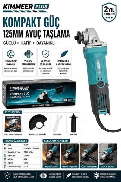 KİMMEER PLUS 720W Devir Ayarlı Taşlama Makinesi 125 mm