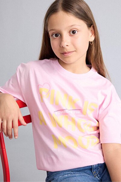 DeFacto Crew Neck Printed Short Sleeve T-Shirt Girls H7246A826Sm