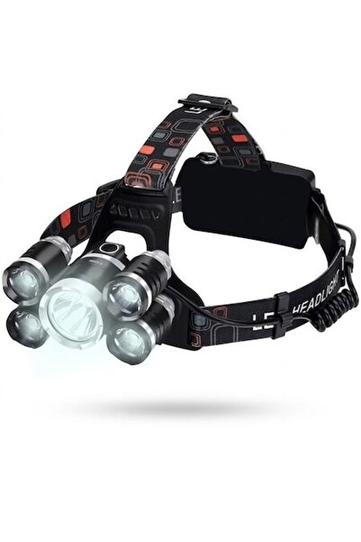 Trizand Lanternă frontală cu 5 LED-uri Cree T6, 4 moduri de iluminare, 90 °  ...
